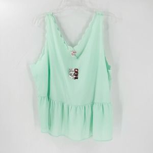 NWT Bongo Scalloped Tank Top Mint Green